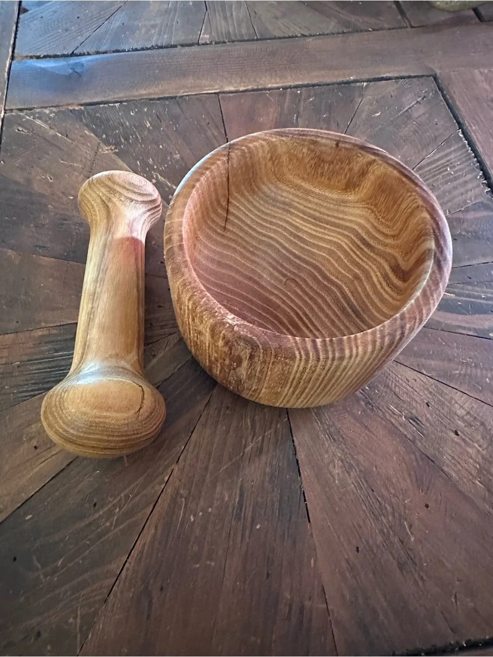 Artisan Wooden Mortar and Pestle Set in Natural Brown